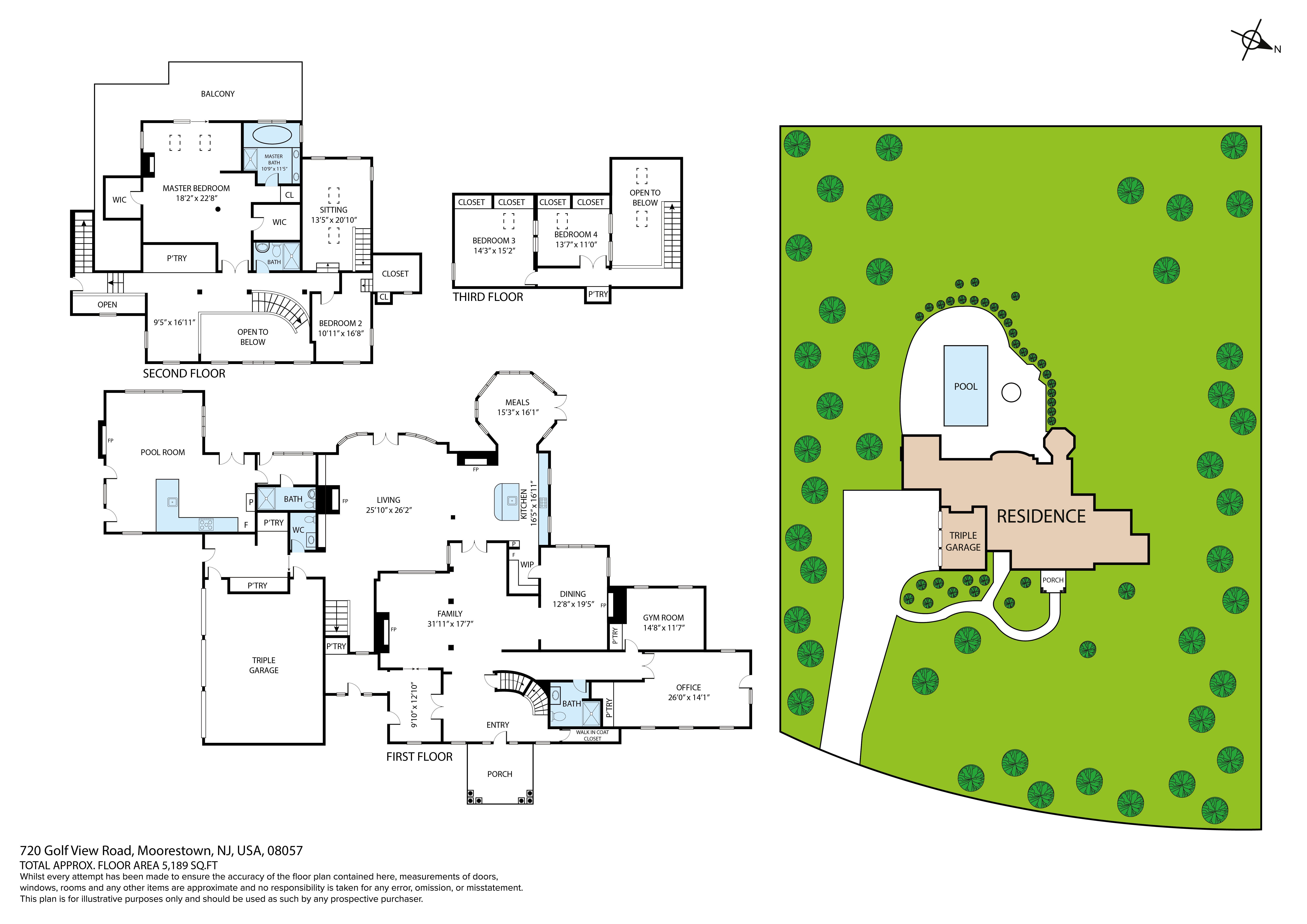 Whole-property floor plan and site plan, South Jersey