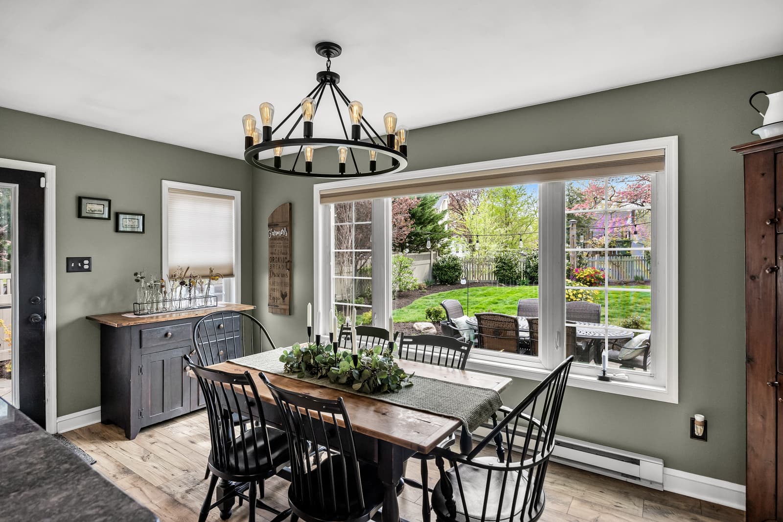 Dining room with a backyard view in a Haddon Township, NJ home