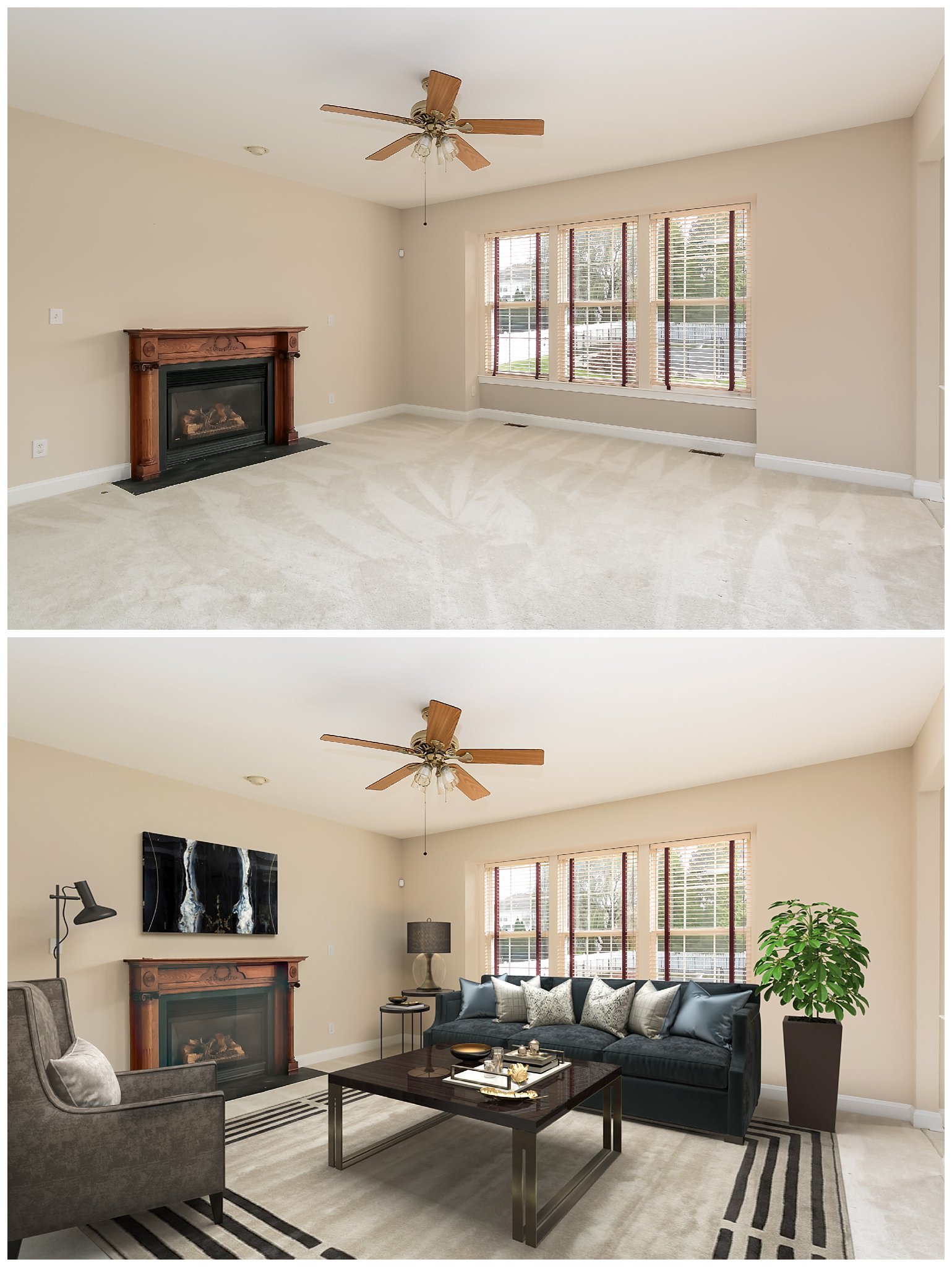 Virtual staging before and after, South Jersey
